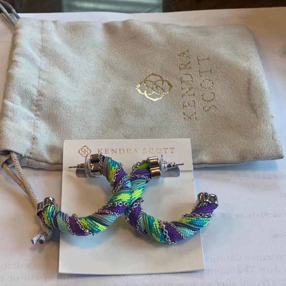 REG $98 KENDRA SCOTT MASIE CORDED 1.66" HOOP EARRINGS-PERIWINKLE MIX - Picture 5 of 8